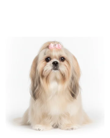 Un Shih Tzu con pelo largo y suelto color crema
